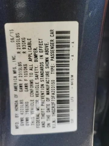 2015 HONDA ACCORD EX