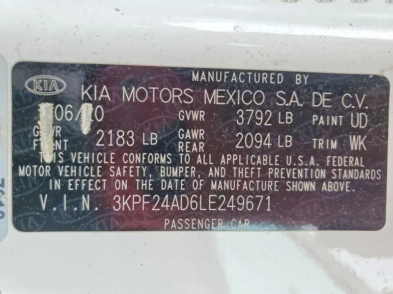 2020 KIA FORTE LXS  