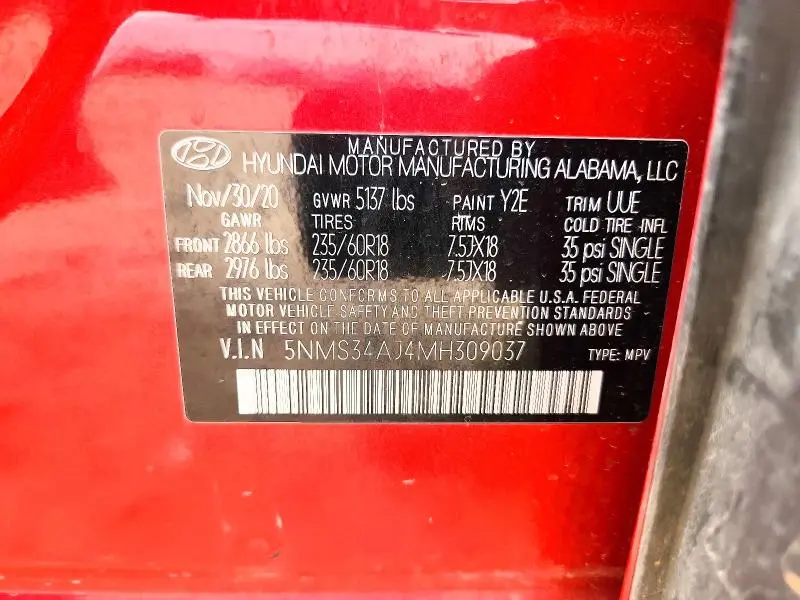2021 HYUNDAI SANTA FE SEL  