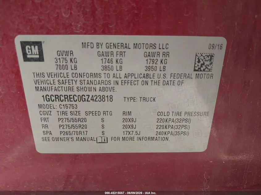 2016 CHEVROLET SILVERADO 1500 1LT