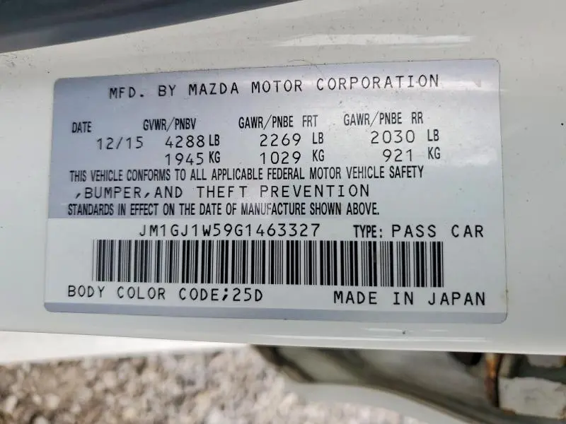 2016 MAZDA 6 GRAND TOURING  