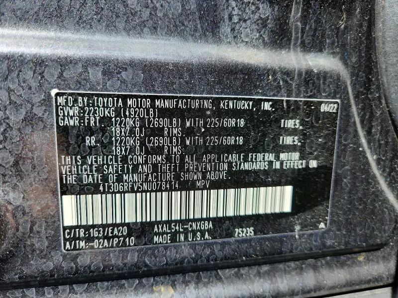 2022 TOYOTA RAV4 LIMITED  