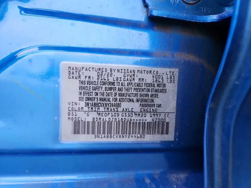 2022 NISSAN SENTRA SV  