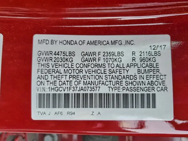 2018 HOND ACCORD SPO   