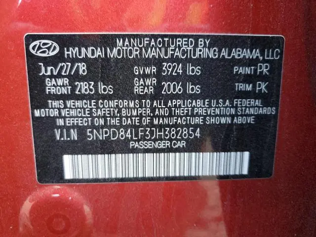 2018 HYUNDAI ELANTRA SEL  