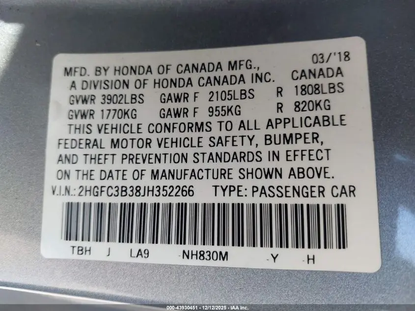 2018 HONDA CIVIC EX-T