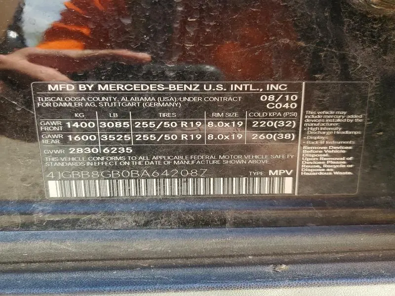 2011 MERCEDES-BENZ ML 350 4MATIC  