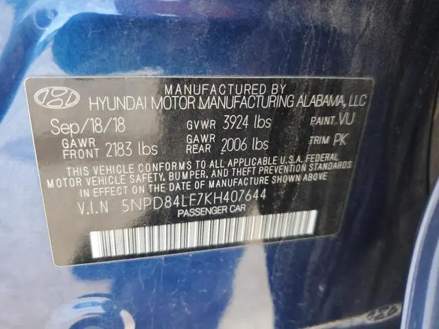 2019 HYUNDAI ELANTRA SEL  