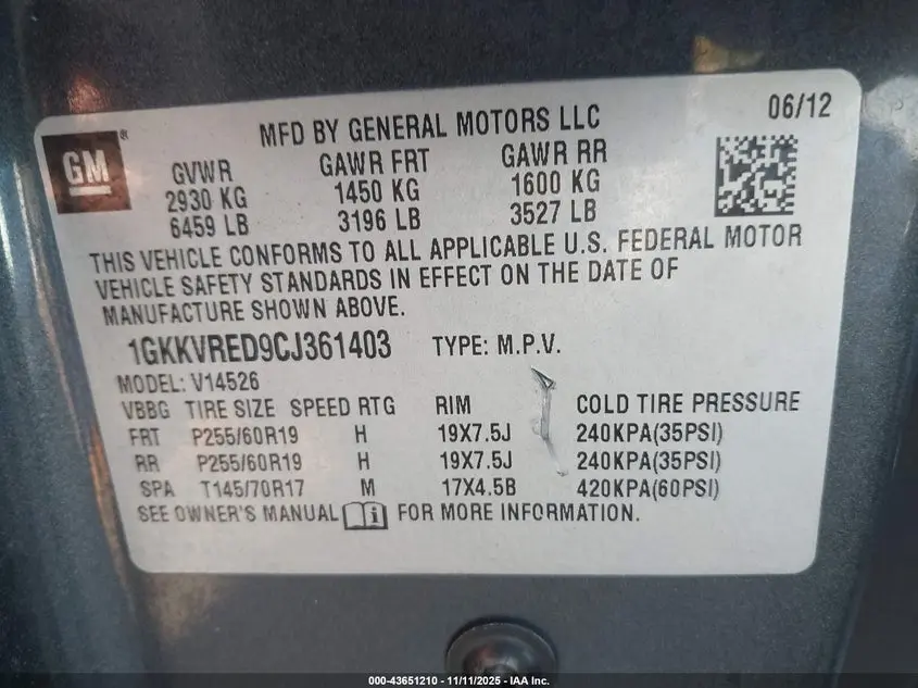 2012 GMC ACADIA SLT-1