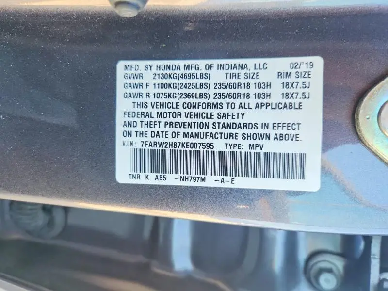 2019 HONDA CR-V EXL  