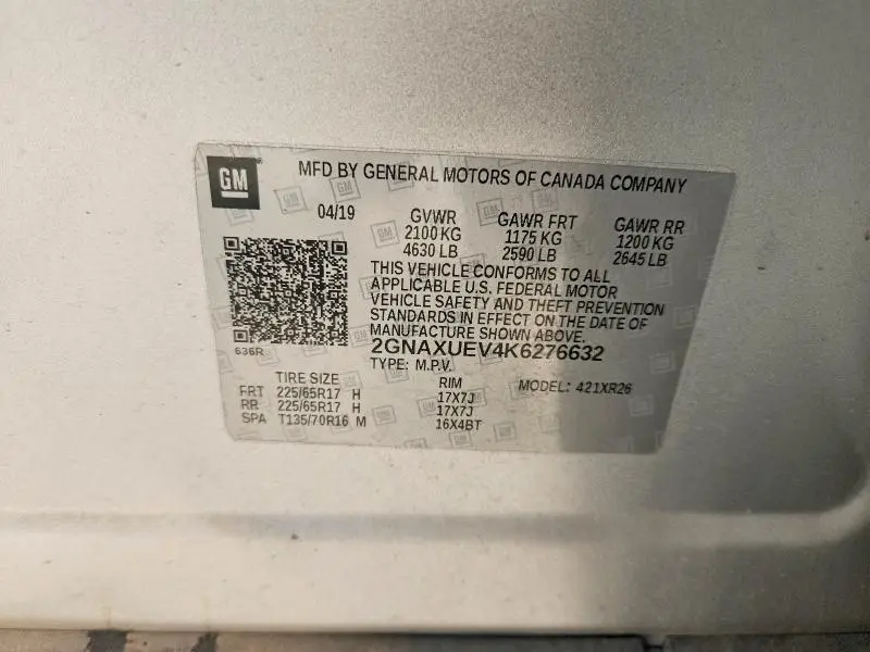 2019 CHEVROLET EQUINOX LT  