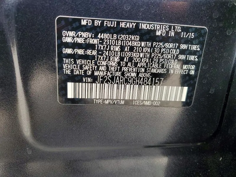 2016 SUBARU FORESTER 2.5I LIMITED  