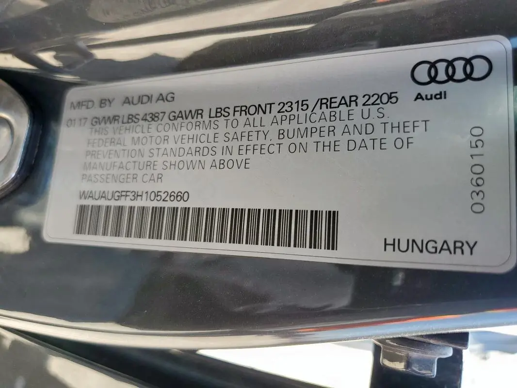 2017 AUDI A3 PREMIUM  