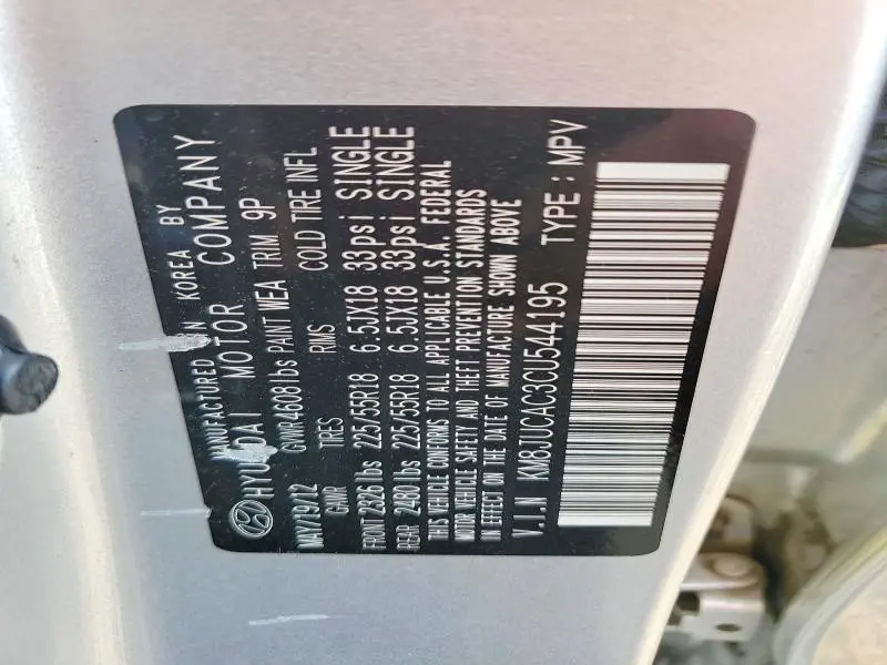 2012 HYUNDAI TUCSON LIMITED  