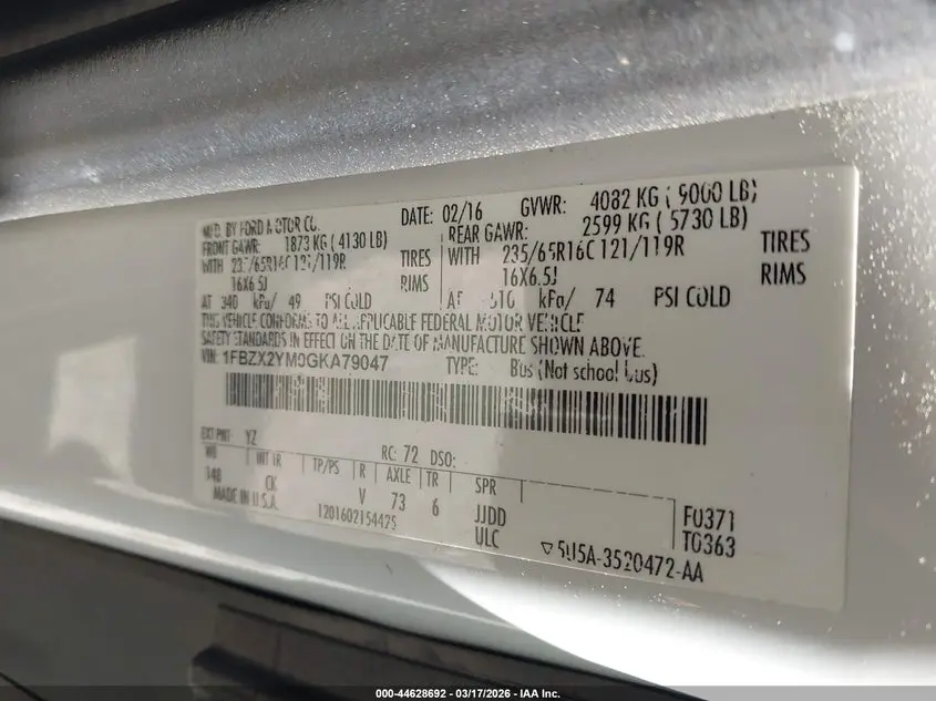 2016 FORD TRANSIT-350 XLT