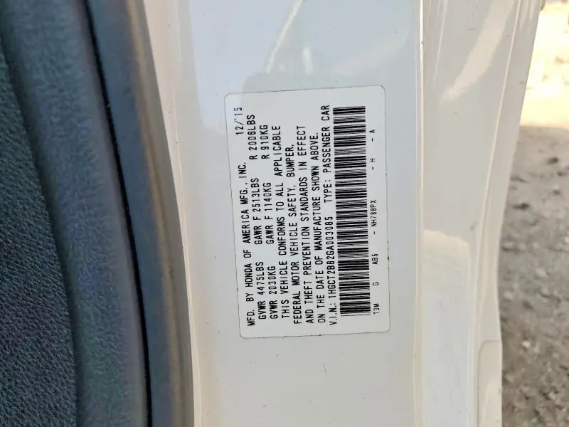 2016 HONDA ACCORD EXL  