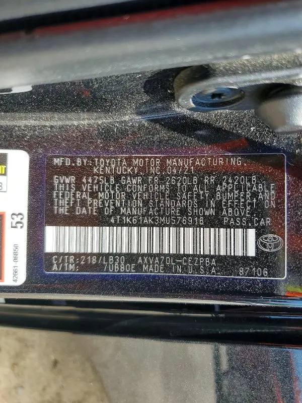 2021 TOYOTA CAMRY XSE  