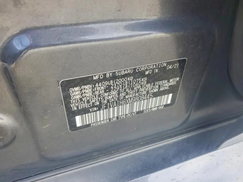 2021 SUBARU WRX LIMITED  