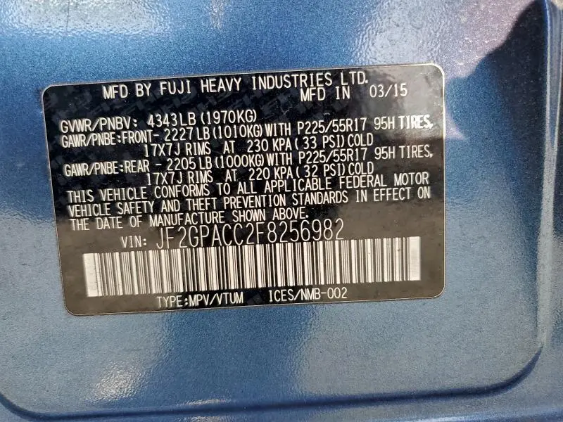 2015 SUBARU XV CROSSTREK 2.0 PREMIUM  