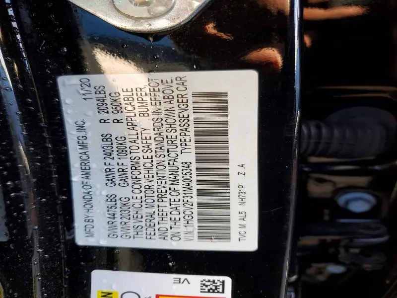 2021 HONDA ACCORD SPORT  