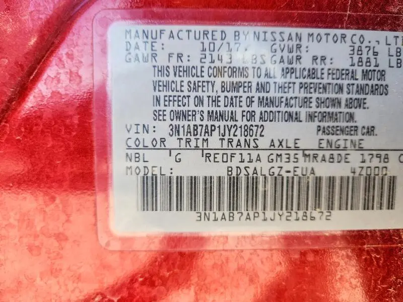 2018 NISSAN SENTRA SL  