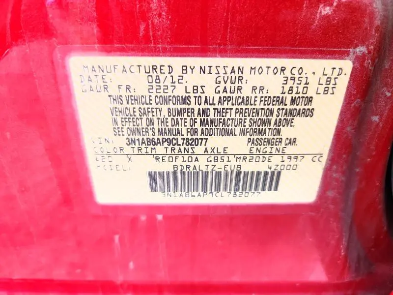 2012 NISSAN SENTRA 2.0  