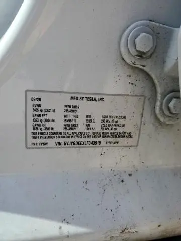 2020 TESLA MODEL Y 