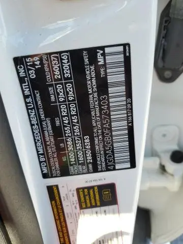 2015 MERCEDES-BENZ ML 400 4MATIC  