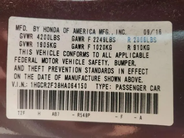 2017 HONDA ACCORD LX  