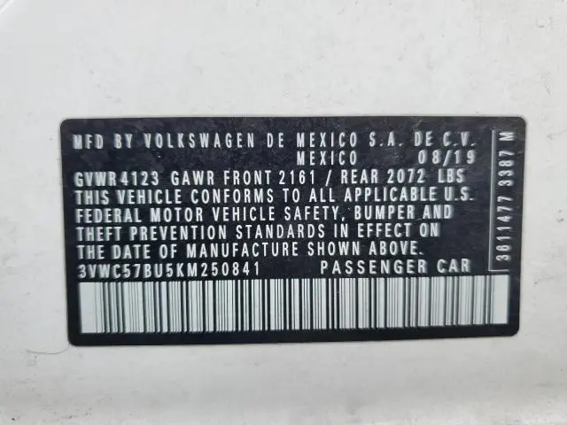 2019 VOLKSWAGEN JETTA S  