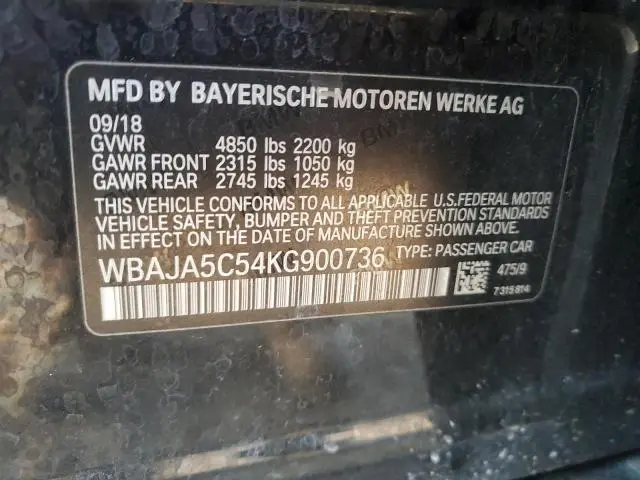 2019 BMW 530 I