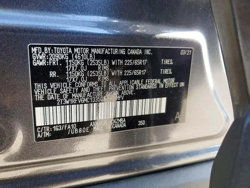 2021 TOYOTA RAV4 XLE  