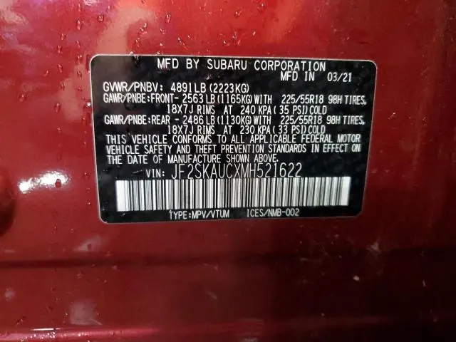 2021 SUBARU FORESTER LIMITED  