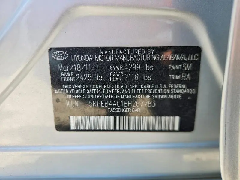 2011 HYUNDAI SONATA GLS  