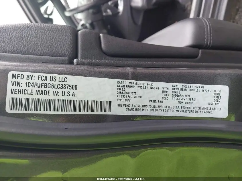 2020 JEEP GRAND CHEROKEE LIMITED 4X4