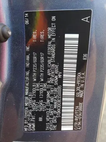 2014 TOYOTA SIENNA LE  