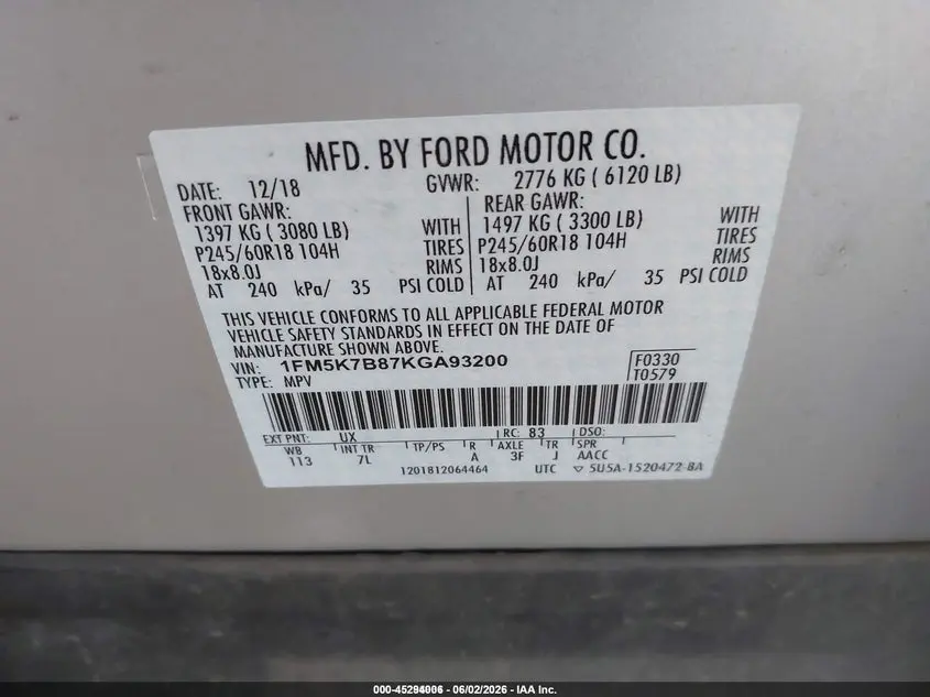 2019 FORD EXPLORER  