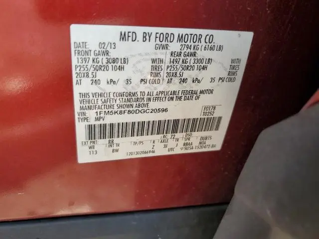 2013 FORD EXPLORER LIMITED  