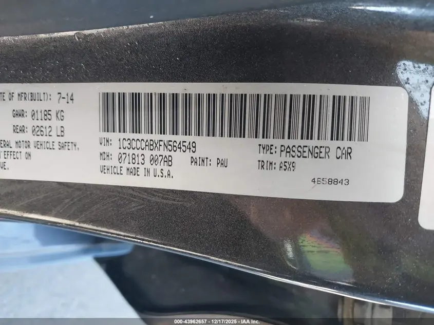 2015 CHRYSLER 200 LIMITED