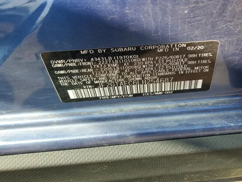 2020 SUBARU CROSSTREK PREMIUM  
