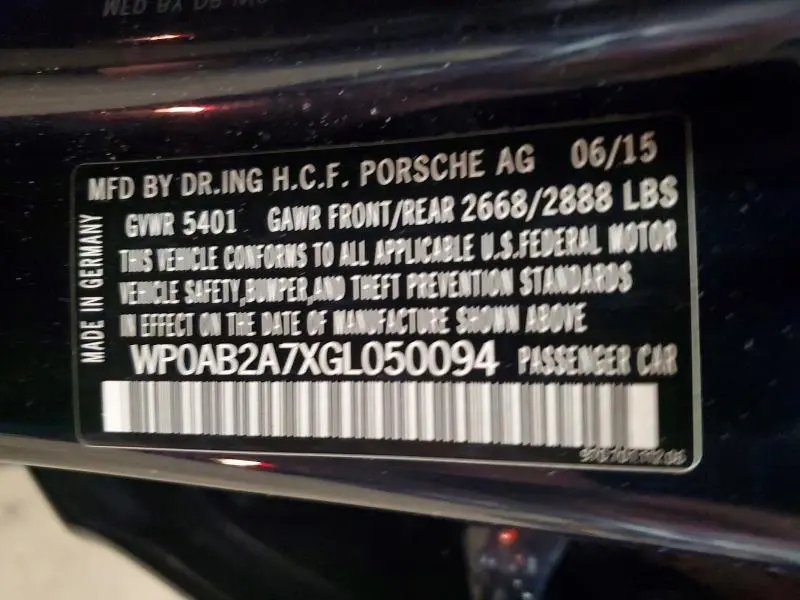 2016 PORSCHE PANAMERA S  