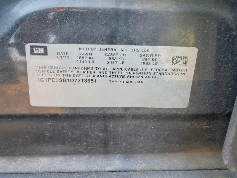 2013 CHEVROLET CRUZE LT  