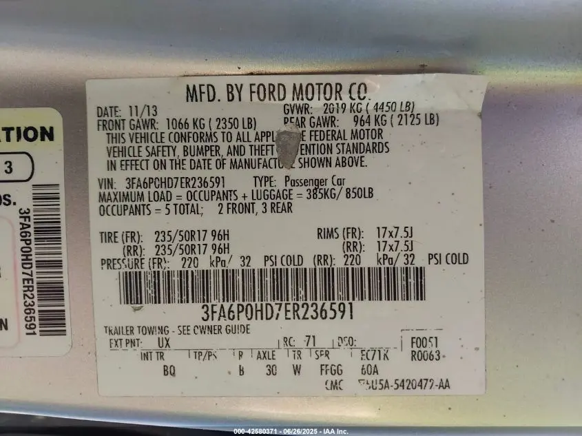 2014 FORD FUSION SE
