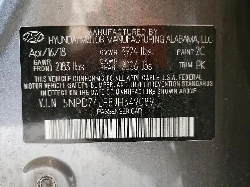 2018 HYUNDAI ELANTRA SE  