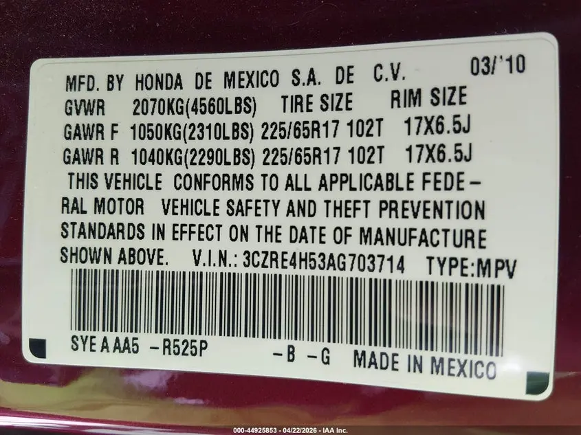 2010 HONDA CR-V EX