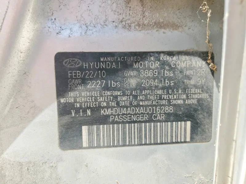 2010 HYUNDAI ELANTRA GLS  