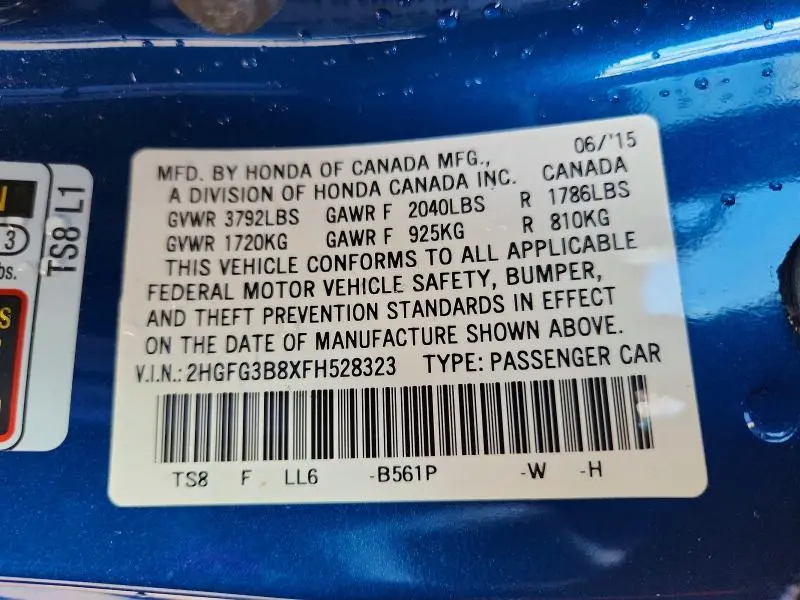 2015 HONDA CIVIC EX  