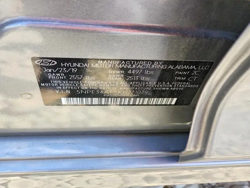 2019 HYUNDAI SONATA SEL  