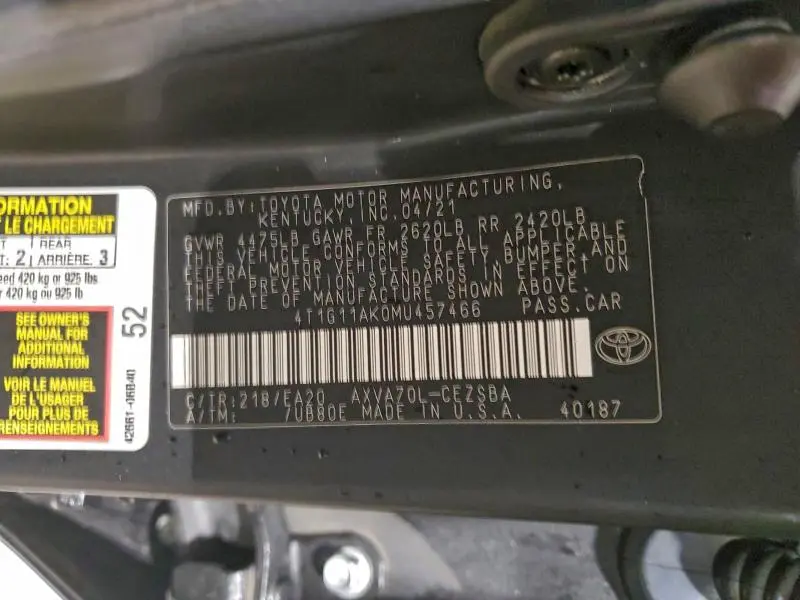 2021 TOYOTA CAMRY SE  