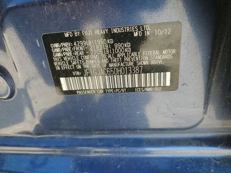 2013 SUBARU IMPREZA PREMIUM  